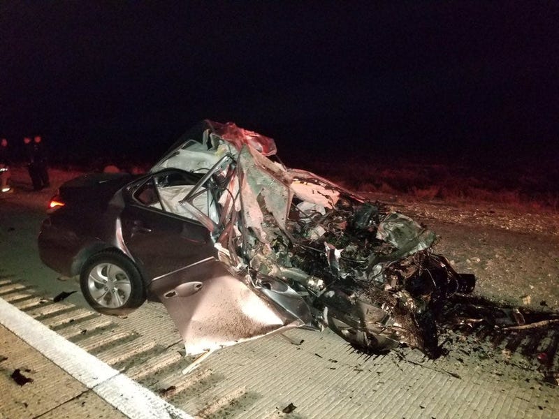 Scene of wrong-way crash on I-15 on 12-21-19