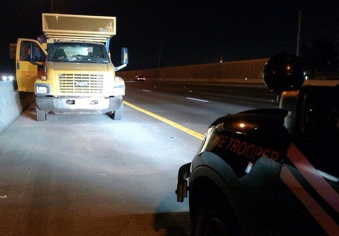 Scene of wrong-way driver arrest on 2-7-20