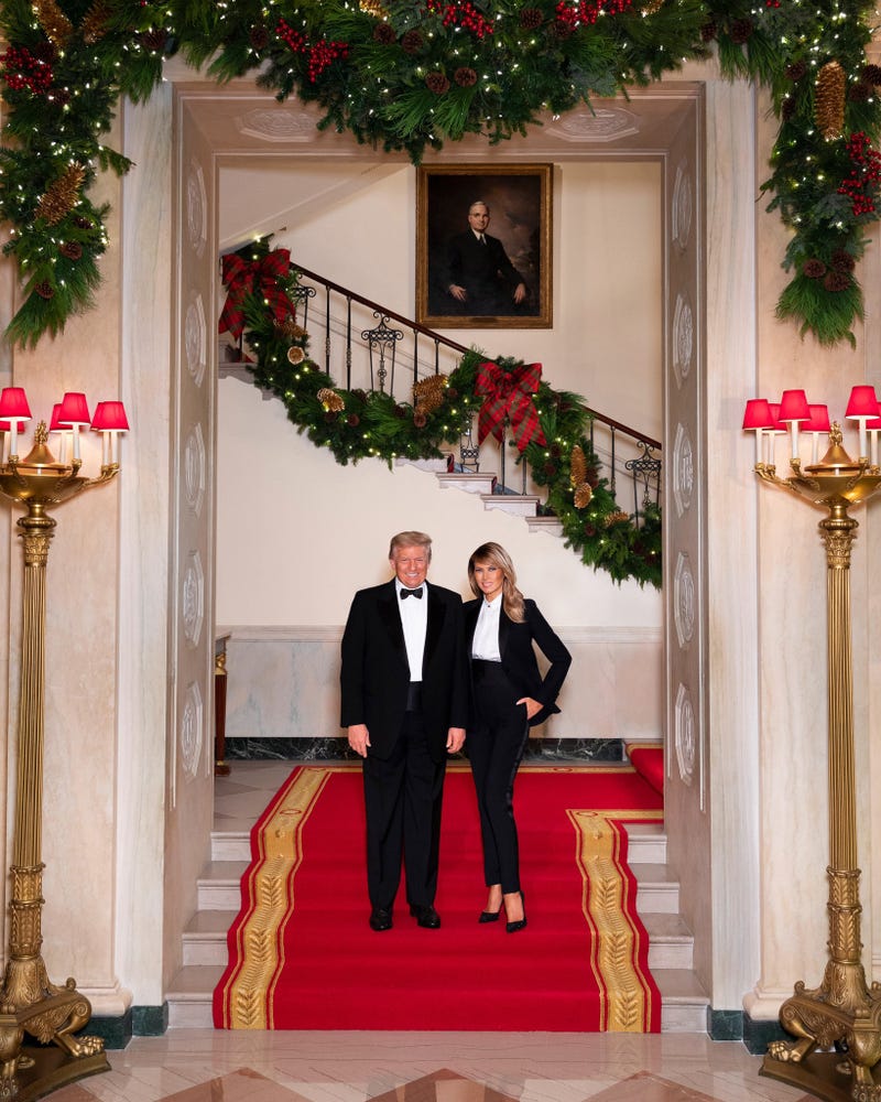 President Donald Trump and first lady Melania Trump pose for their official 2020 Christmas portrait.