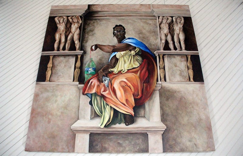 A painting of Young Thug at the TRAP CHAPEL pop-up art gallery in Atlanta