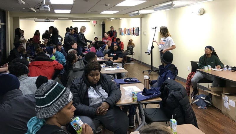 Volunteers gather count homeless young people in Philadelphia. 