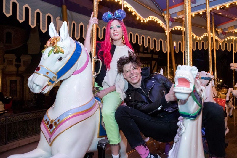 Yungblud and Halsey pose with Minnie Mouse