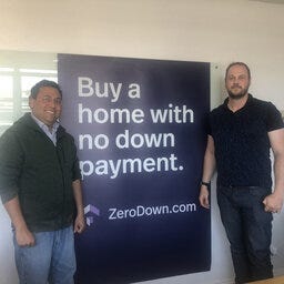 ZeroDown co-founder Abhijeet Dwivedi with Greg Smithies, a customer who has used the startup to find his home near Lake Merritt in Oakland. 