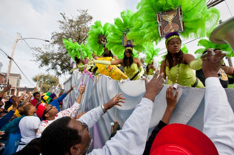 A Zulu Krewe parade at Mardi Gras