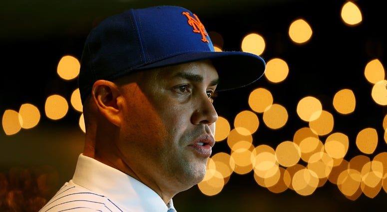 Carlos Beltran talks to the media after being introduced by as the manager of the New York Mets during a press conference at Citi Field on Nov. 4, 2019. 