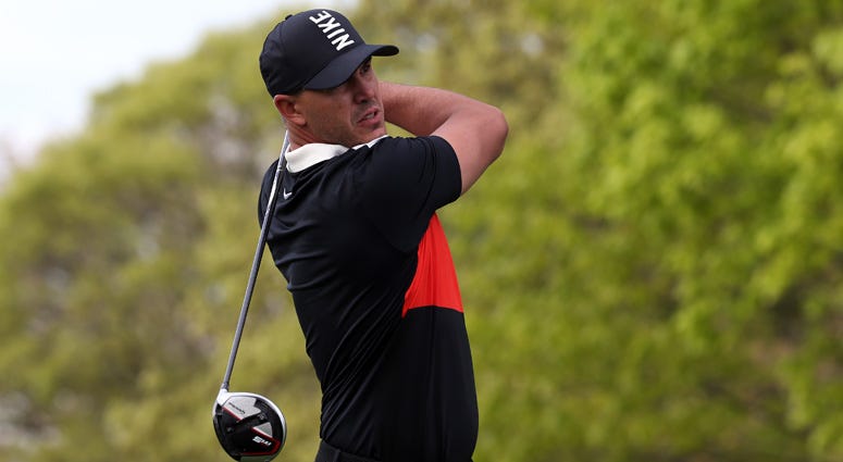 Brooks Koepka plays his shot from the 10th tee during the first round of the PGA Championship on May 16, 2019, at Bethpage Black.