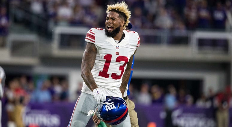 Giants wide receiver Odell Beckham Jr. argues a call against the Vikings on Oct. 11, 2016, at U.S. Bank Stadium in Minneapolis, Minnesota.