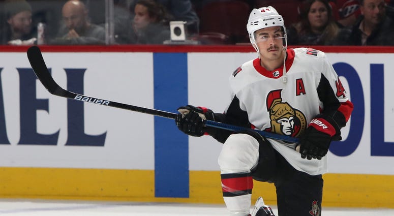 Ottawa Senators center Jean-Gabriel Pageau (44) during the warm-up session before the game against Montreal Canadiens at Bell Centre