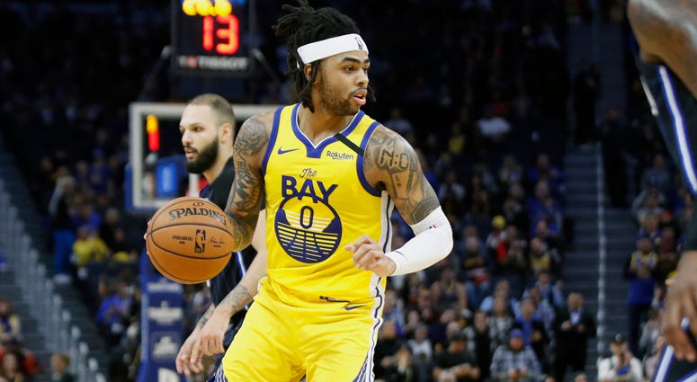 Golden State Warriors guard D'Angelo Russell handles the ball against the Orlando Magic on Jan. 18, 2020, in San Francisco. 