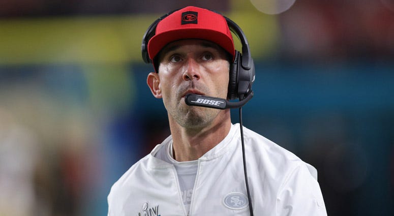49ers coach Kyle Shanahan reacts against the Kansas City Chiefs during Super Bowl LIV on Feb. 2, 2020, at Hard Rock Stadium.  