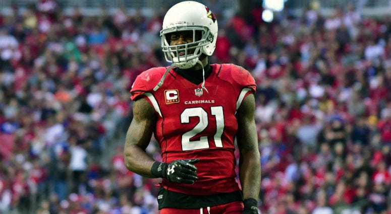 Patrick Peterson looks on during the first half against the New York Giants at University of Phoenix Stadium. 
