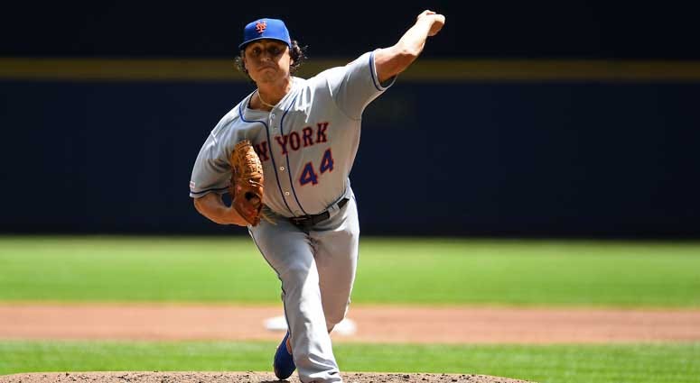 The Mets' Jason Vargas throws a pitch during the first inning against the Brewers on May 5, 2019, at Miller Park in Milwaukee.