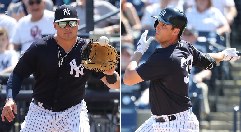 Yankees first basemen Luke Voit and Greg Bird Yankees first basemen Luke Voit and Greg Bird