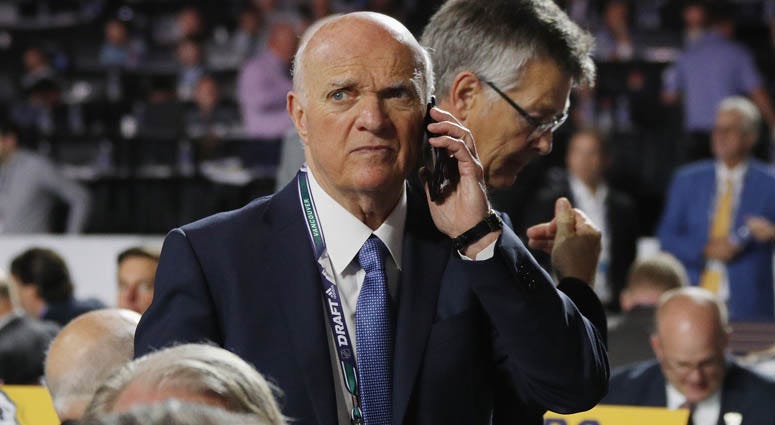 Lou Lamoriello of the Islanders attends the 2019 NHL Draft at the Rogers Arena on June 22, 2019 in Vancouver, Canada.