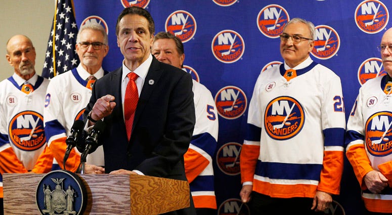  Gov. Andrew Cuomo announces on Feb. 29, 2020, that the Islanders will play all this year's playoff games and all next year's home games at the Nassau Colisuem. 