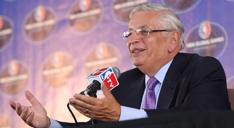 Then-NBA Commissioner David Stern speaks at a news conference on Oct. 10, 2013, in Manila, Philippines. 