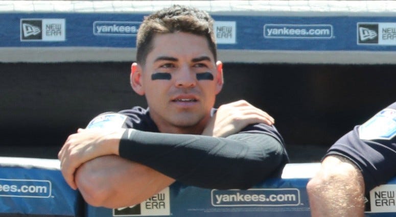 New York Yankees center fielder Jacoby Ellsbury (22) and New York Yankees left fielder Brett Gardner (11) on Mar 24, 2018 at George M. Steinbrenner Field.