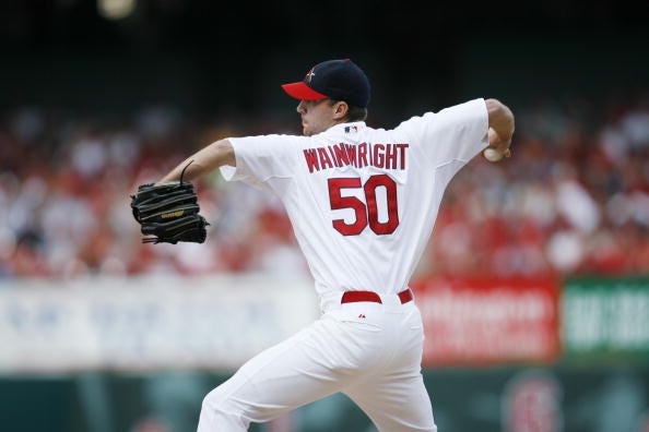 Adam Wainwright pitches for the Cardinals in 2006. 