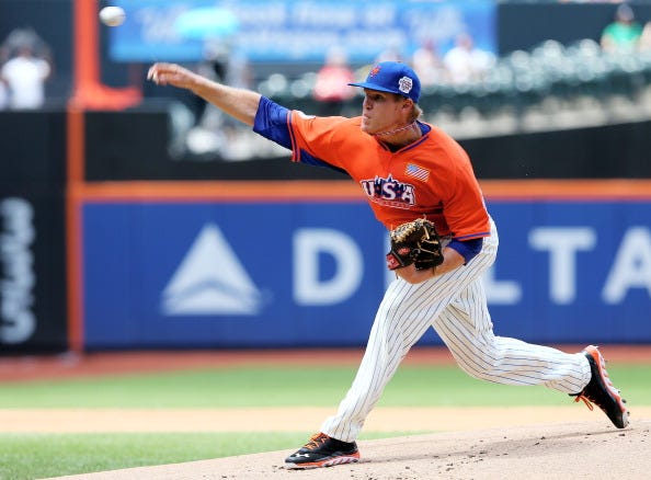 Noah Syndergaard pitches for the USA team in 2013. 