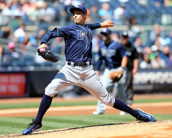 Blake Snell pitches at Yankee Stadium in 2016. 