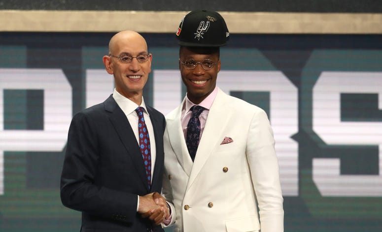 Spurs guard Lonnie Walker takes the stage after being drafted in 2018.