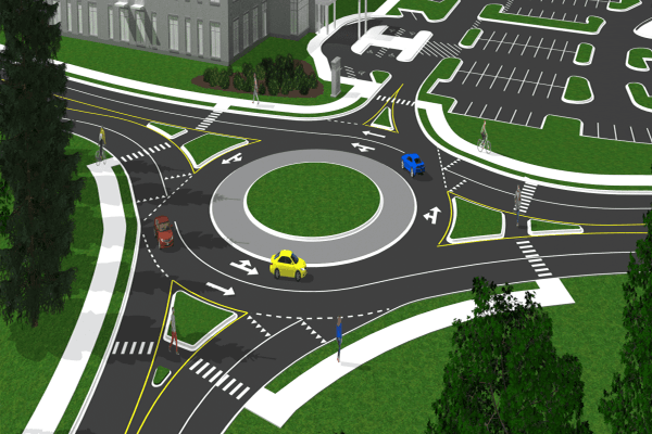 A roundabout along Connection Parkway